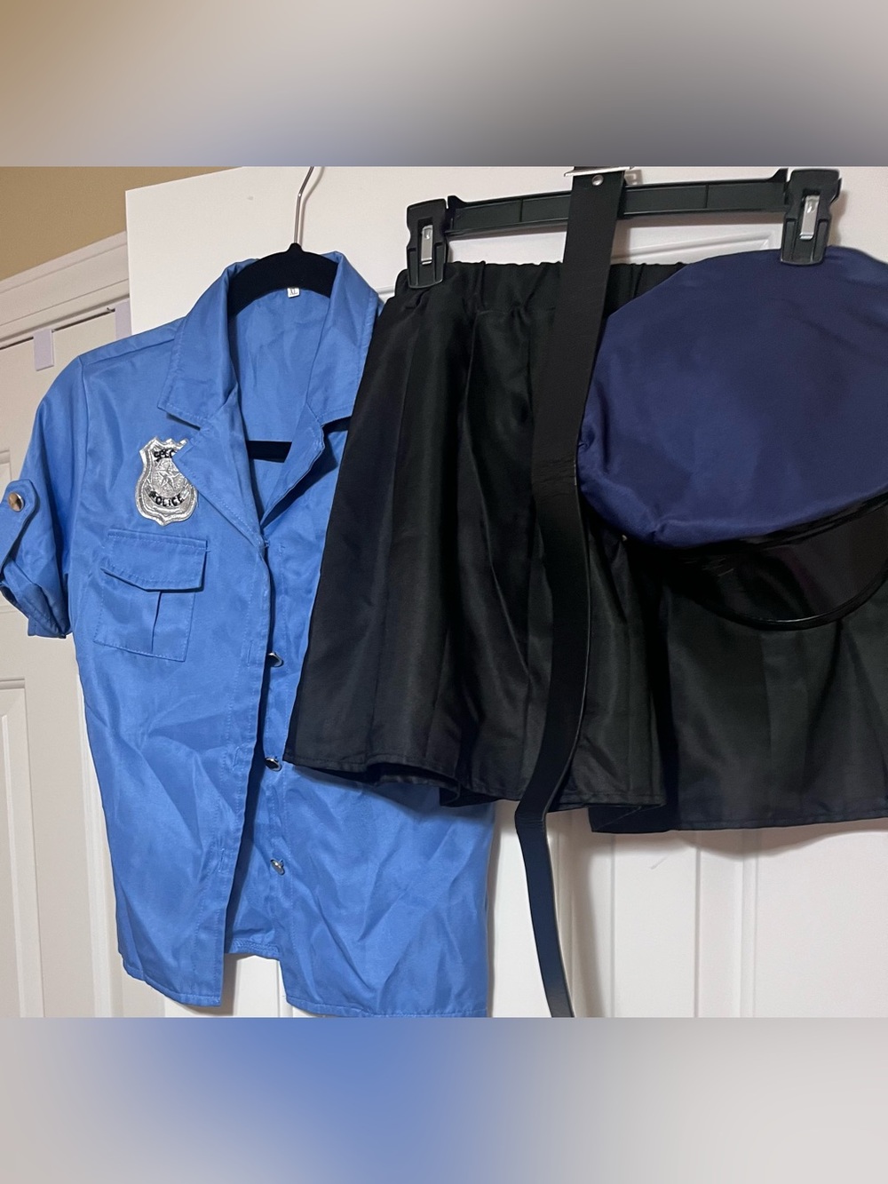 Women's Police Officer Costume Set - Shirt, Skirt, and Hat-size XL